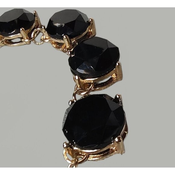 Nordstrom Gold-Tone Multi-Strand Faux Black Stones Statement Necklace NWT - Picture 3 of 9